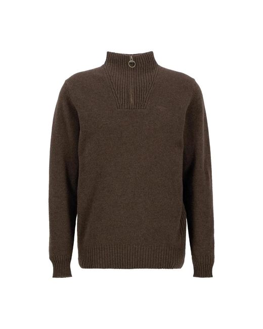 Barbour Truien & Vesten ,Bruin ,Wol Wol Halve Rits Trui Donker Eiken in het Brown voor heren