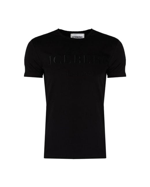 Iceberg Klassisches rundhals t-shirt in Black für Herren