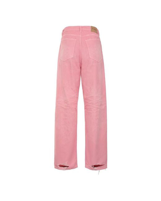 Balenciaga Pink Zerrissene Wide-Leg Jeans Linie