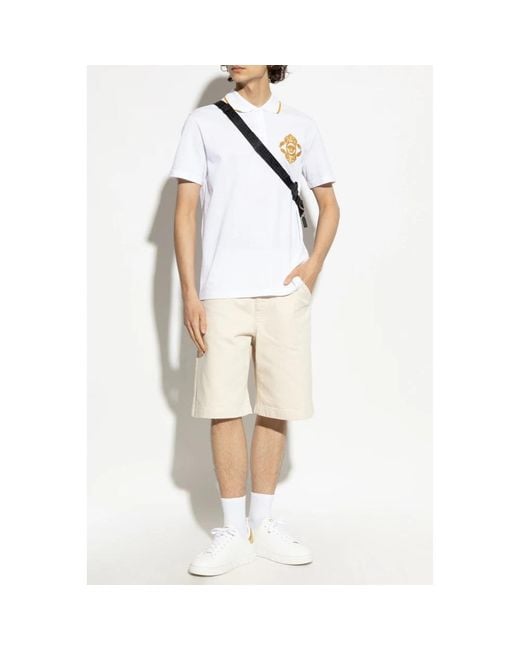 Versace Tops ,Wit ,Katoen Polo Met Decoratief Borduursel in het White voor heren