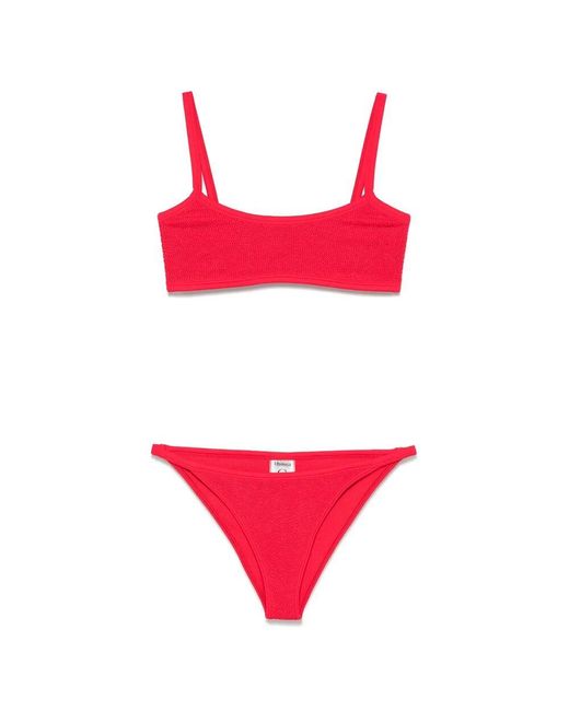 Hunza G Red Rosa Rotes Strandkleid Mit Dünnen Trägern