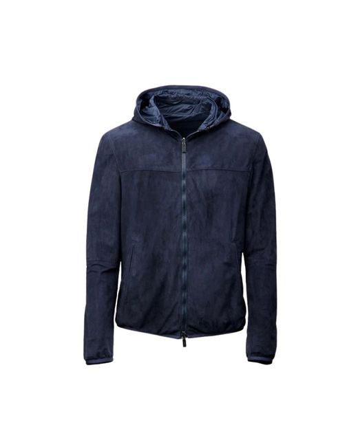 Gimo's Jassen ,Blauw ,Suède Leather Jassen in het Blue voor heren