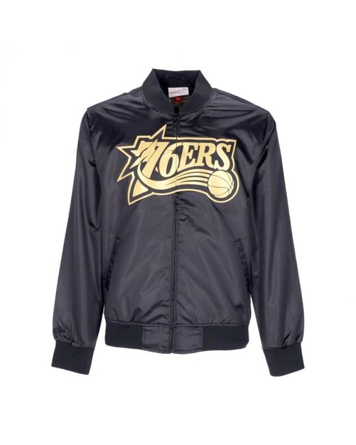 Mitchell & Ness Jassen ,Zwart ,Satijn Satijnen Jas in het Blue voor heren