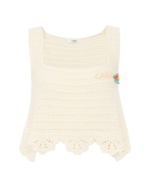 Chloé Natural Sleeveless Tops
