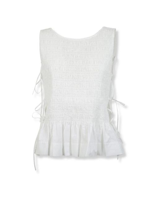 Ganni White Sleeveless Tops