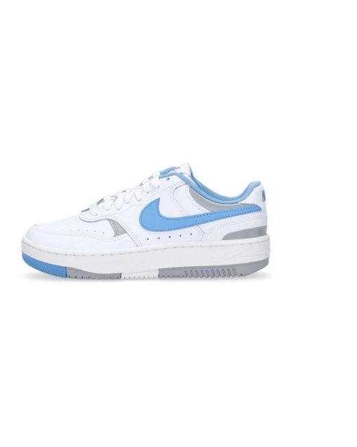 Nike Blue Weiß blau niedriger schuh mit besticktem logo