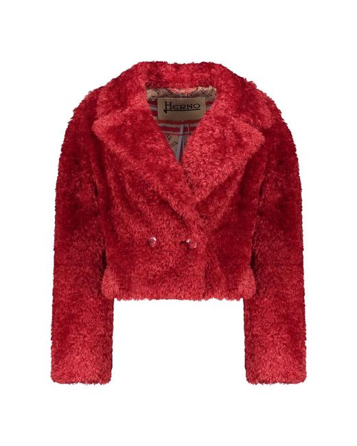 Herno Red Faux Fur & Shearling Jackets