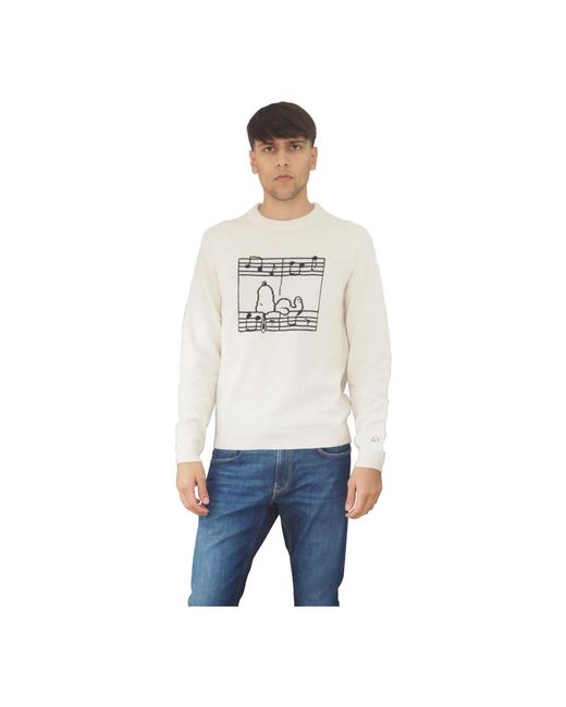 Sun 68 Peanuts Crew Neck Jumper in het White voor heren