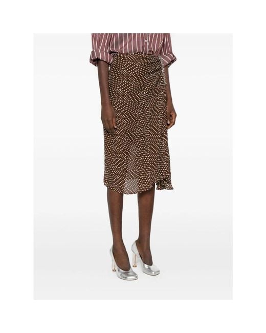 Dries Van Noten Brown Midi Skirts
