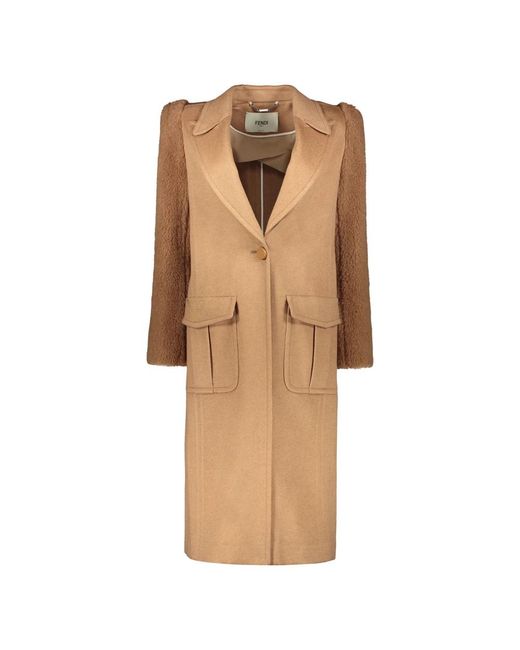 Fendi Natural Single-Breasted Coats