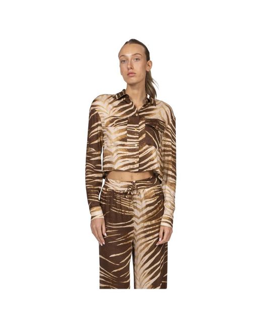 Just Cavalli Camicia Crop 751 in het Metallic