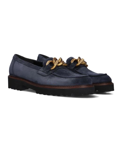 Gabor Blue Klassische loafers mit goldkettendetail