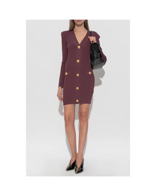 Balmain Purple Knitted Dresses