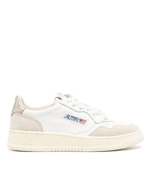 Autry White Medalist low leder-wildleder-sneakers