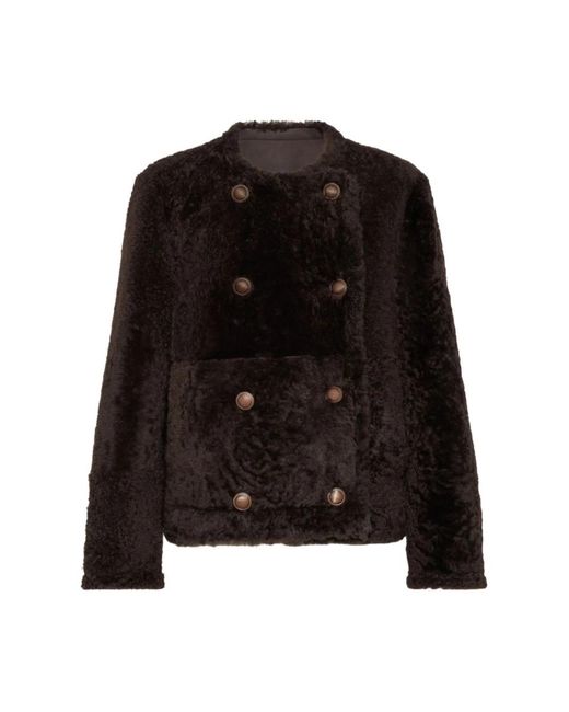 Faux Fur & Shearling Jackets di Brunello Cucinelli in Black