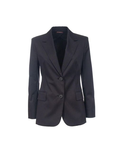 Max Mara Blue Baumwoll-Gabardine-Blazer Mit Reverskragen