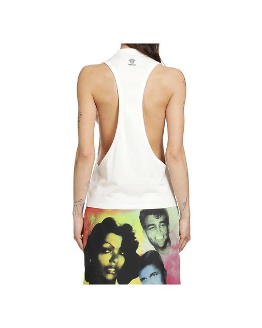 Versace White Sleeveless Tops