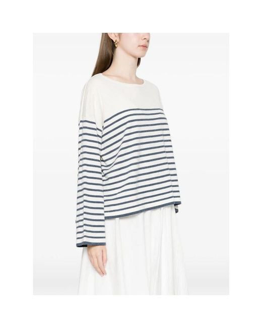 C.T.Plage White Gestreifter Pullover Mit U-Boot-Ausschnitt