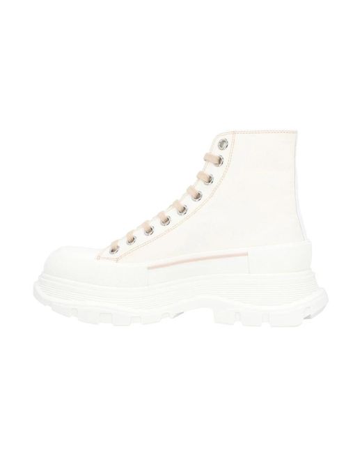 Alexander McQueen White Lace-Up Boots