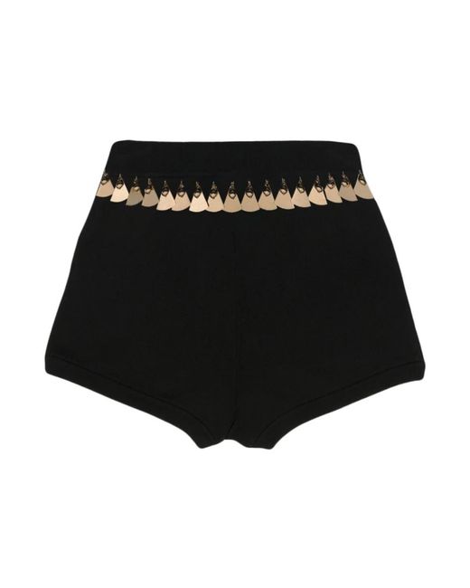 Rabanne Black Schwarze Mesh Mini Shorts Mit Goldgürtel