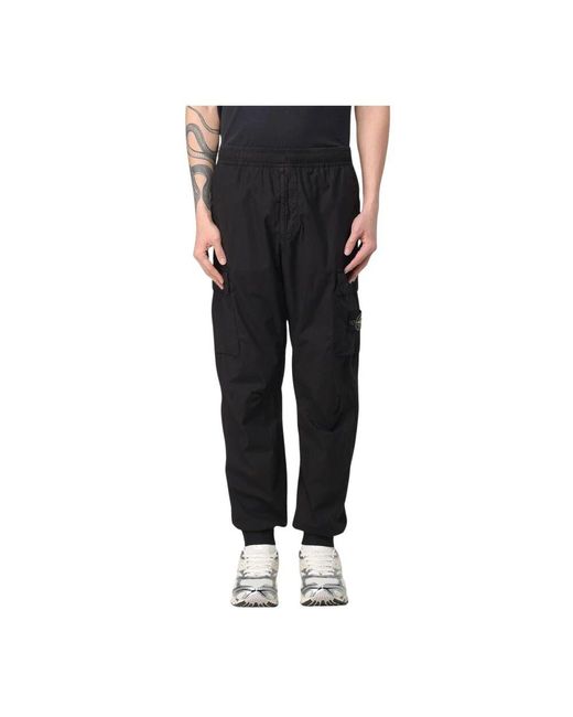 Stone Island Blaue Cargo Hose Lockerer Schnitt in Black für Herren