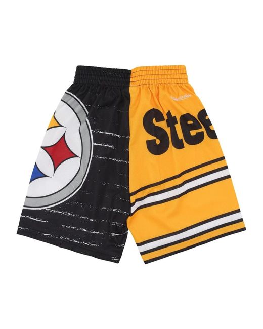 Mitchell & Ness Fitness ,Veelkleurig ,Polyester Pittsburgh Steelers Basketbalshorts in het Yellow voor heren
