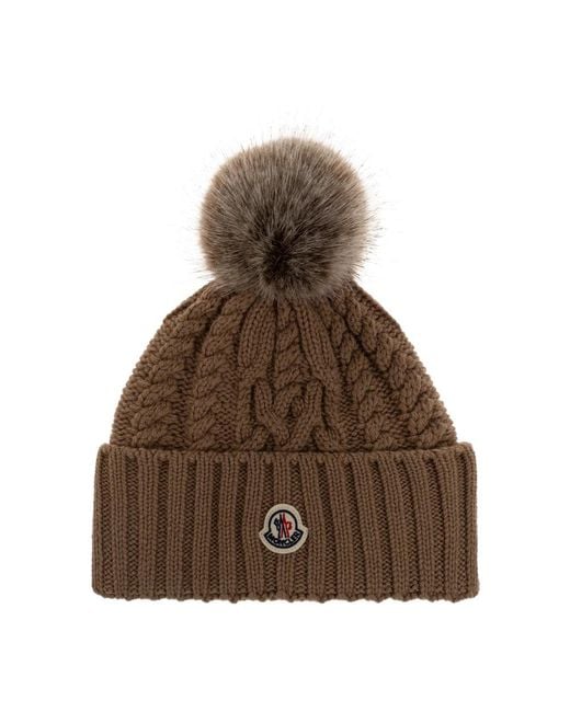 Moncler Brown Logo Patch Beanie