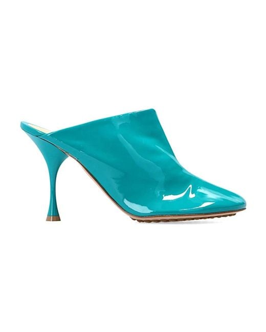 Bottega Veneta Blue Heeled Mules