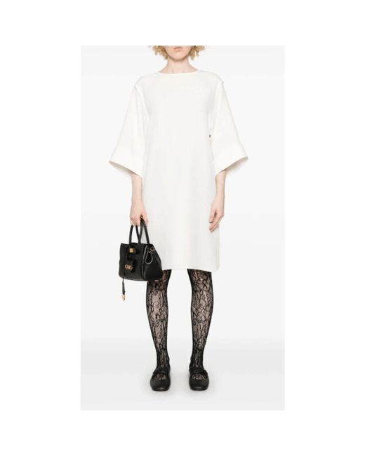 Valentino White Weiße Seidenminikleid Mit Seitenschlitzen