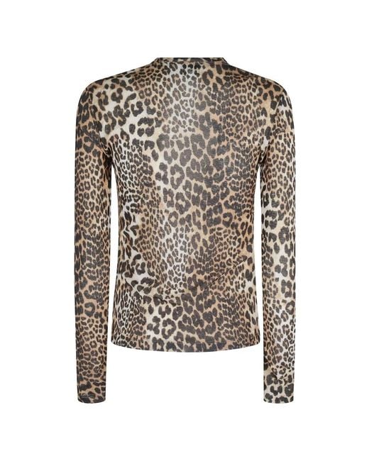 Ganni Brown Long Sleeve T-Shirts