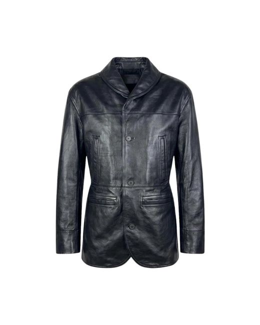 Jacquemus Blue Leather Jackets for men