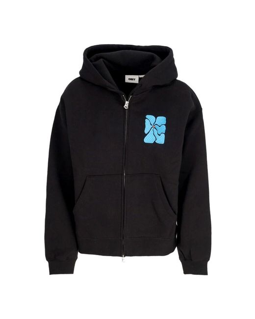 Obey Black Schwarzer Zip-Hoodie Fleece-Sweatshirt