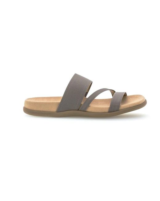 Gabor Natural Taupe Mules Mit Elastischem Band