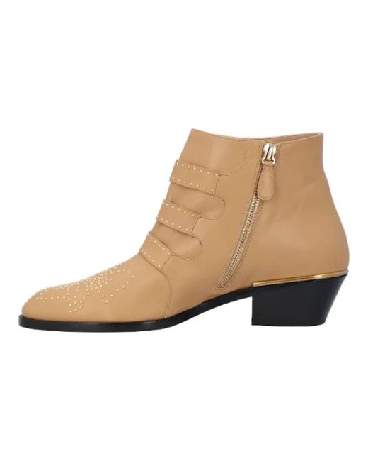 Chloé Natural Women Susanna Short Boots In Leather