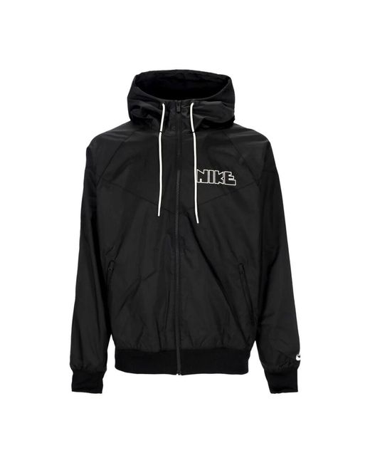 Nike Windrunner Herren-Windbreaker-Jacke, Gewebt, Gefuttert, Schwarz/Schwarz/Schwarz/Weib in Black für Herren
