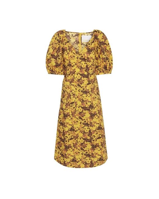 REMAIN Birger Christensen Yellow Bohemian baumwollkleid solar power combo