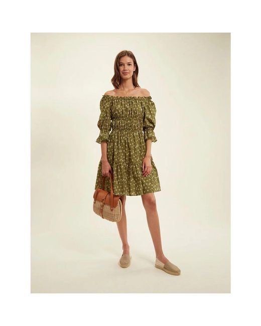 Ines De La Fressange Paris Green Lucky khaki gerüschtes kleid