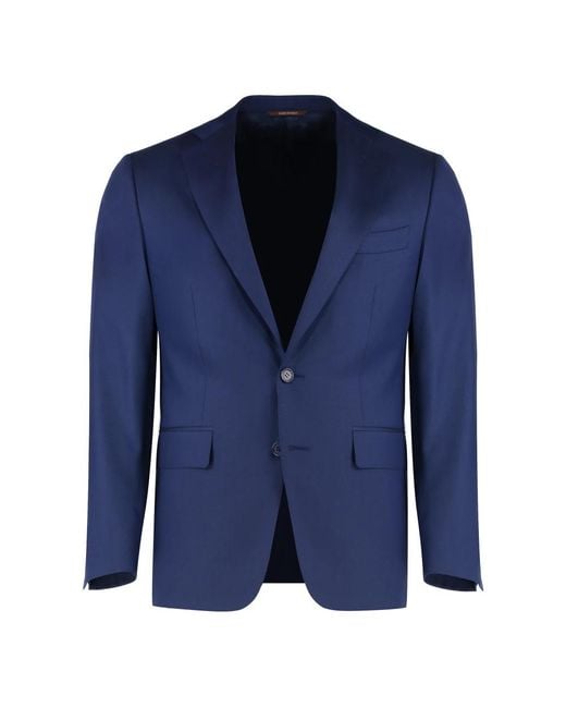 Canali Blue Single Breasted Suits for men