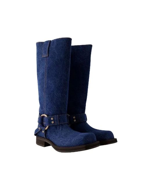 Acne Blue High Boots