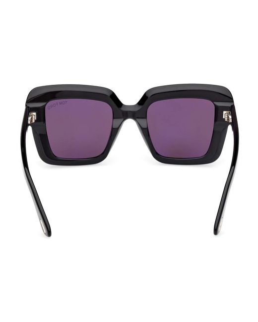 Tom Ford Black Schwarze acetat sonnenbrille - quadratisch glänzend schwarz