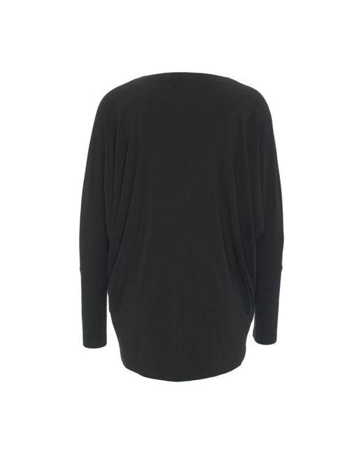 Norma Kamali Black Schwarzes V-Ausschnitt Oversize T-Shirt