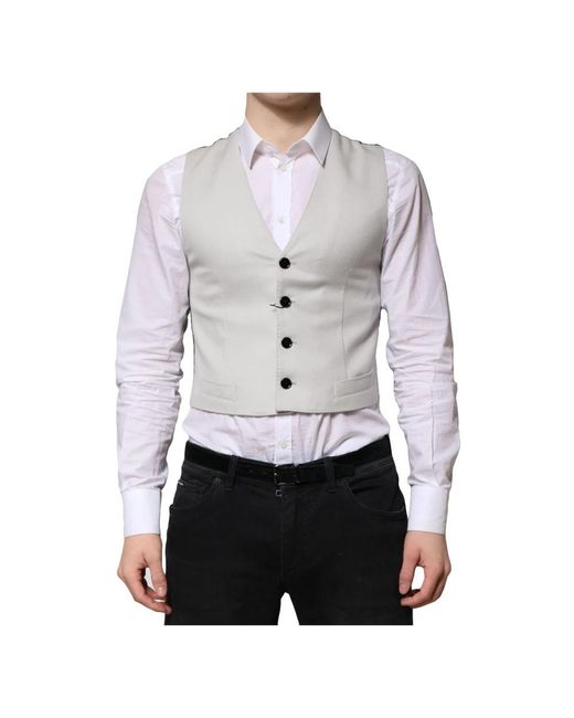 Dolce & Gabbana Jassen ,Grijs ,Wol Grijze Wol Formeel Jurk Vest in het Gray voor heren