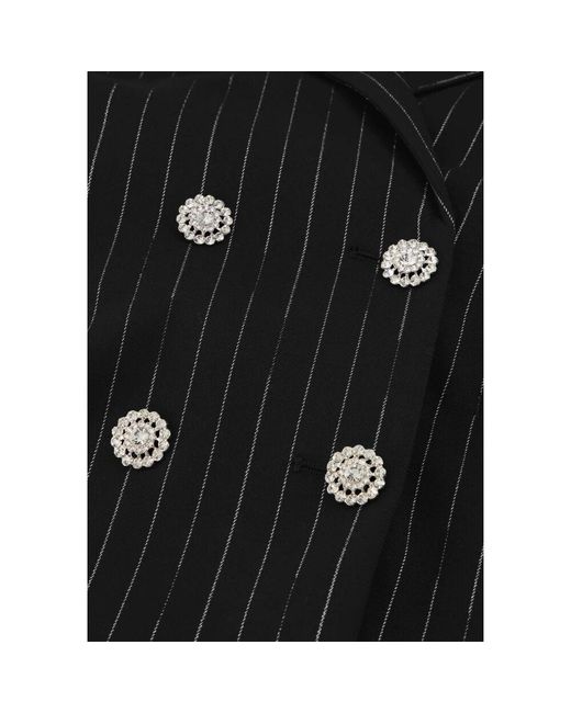 Blazer A Rayas Brillantes De Doble Botonadura, Mujer, Talla FABIENNE CHAPOT de color Black