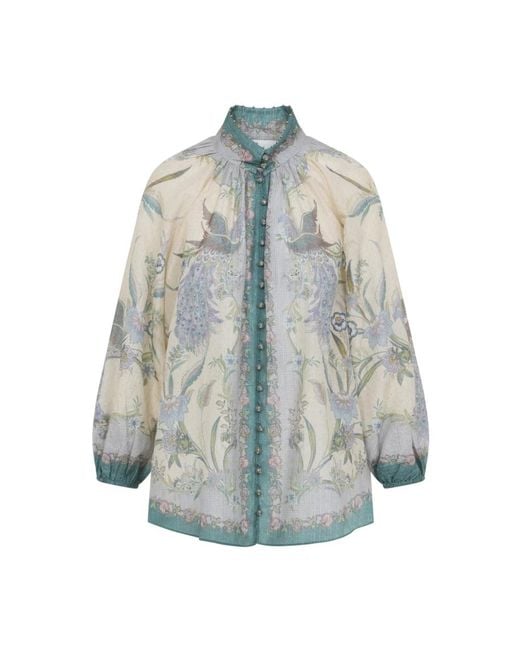Zimmermann Indra Billow Blouse in het Blue