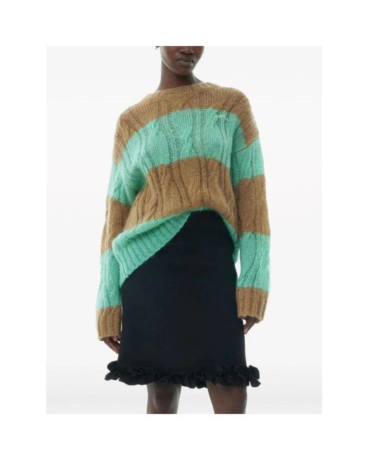 Ganni Aqua green cable-knit jumper