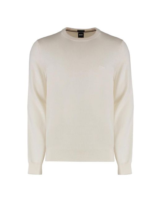 HUGO White Round-Neck Knitwear for men