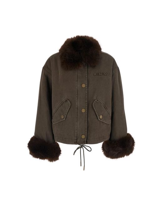Pinko Nepbont & Shearling Jas in het Brown