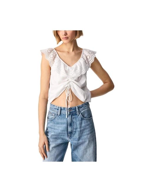 Pepe Jeans Blue Sleeveless Tops