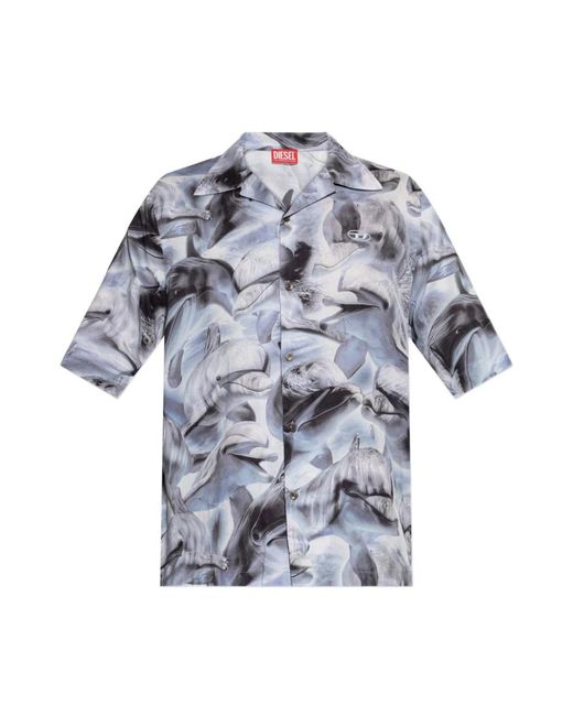 DIESEL Blue Short Sleeve Shirts for men