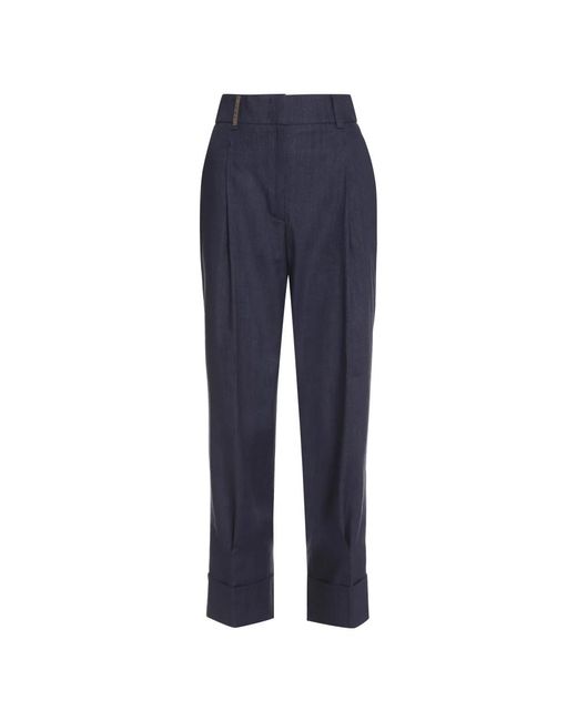 Peserico Blue Slim-Fit Trousers